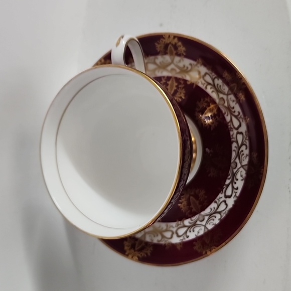 Royal Grafton Teacup and Saucer , Burgundy Gold Teacup , Bone China Tea Cup - Picture 6 of 6